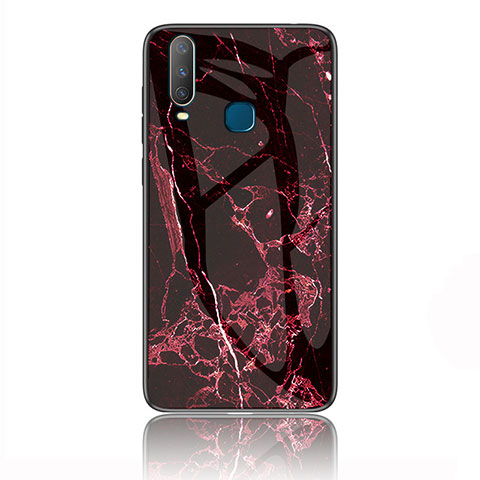 Coque Contour Silicone et Vitre Motif Fantaisie Miroir Etui Housse pour Vivo Y15 Rouge