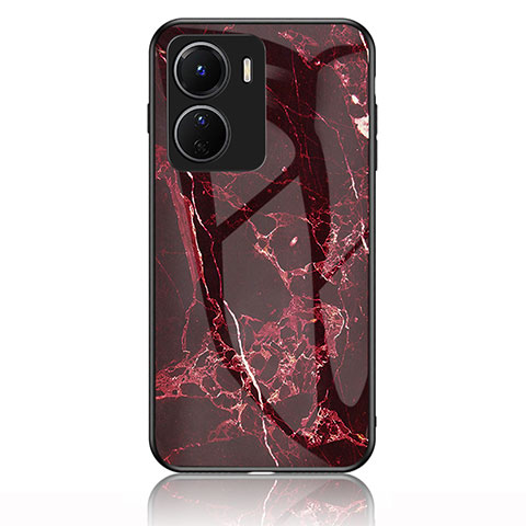 Coque Contour Silicone et Vitre Motif Fantaisie Miroir Etui Housse pour Vivo Y16 Rouge