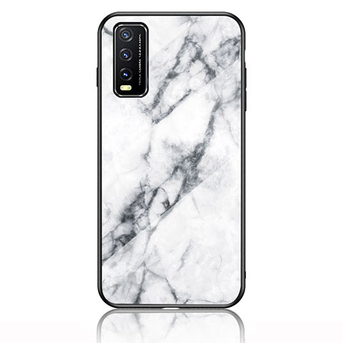 Coque Contour Silicone et Vitre Motif Fantaisie Miroir Etui Housse pour Vivo Y20 (2021) Blanc