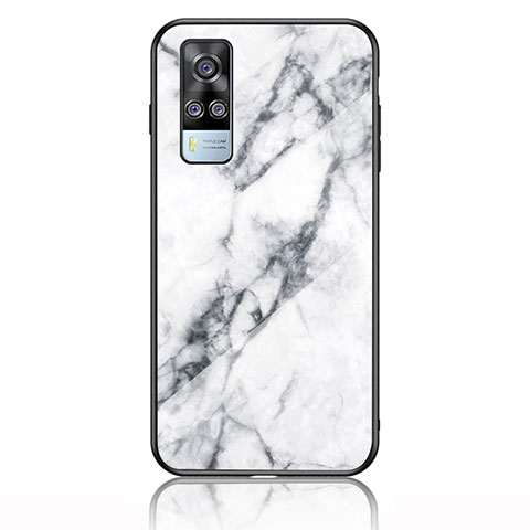 Coque Contour Silicone et Vitre Motif Fantaisie Miroir Etui Housse pour Vivo Y31 (2021) Blanc