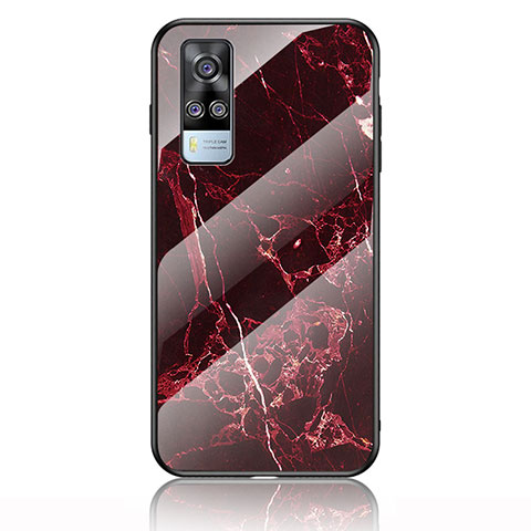 Coque Contour Silicone et Vitre Motif Fantaisie Miroir Etui Housse pour Vivo Y31 (2021) Rouge