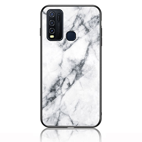 Coque Contour Silicone et Vitre Motif Fantaisie Miroir Etui Housse pour Vivo Y50 Blanc