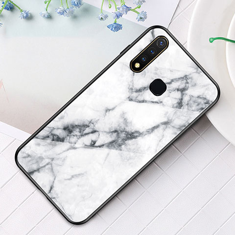 Coque Contour Silicone et Vitre Motif Fantaisie Miroir Etui Housse pour Vivo Y5s Blanc