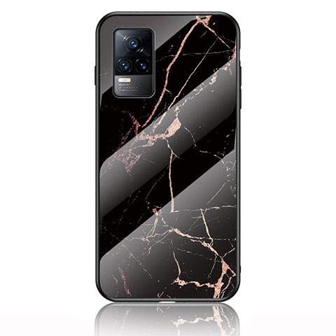 Coque Contour Silicone et Vitre Motif Fantaisie Miroir Etui Housse pour Vivo Y73 (2021) Or et Noir