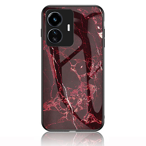 Coque Contour Silicone et Vitre Motif Fantaisie Miroir Etui Housse pour Vivo Y77 5G Rouge