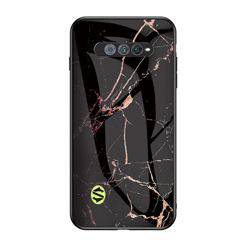 Coque Contour Silicone et Vitre Motif Fantaisie Miroir Etui Housse pour Xiaomi Black Shark 4S Pro 5G Or et Noir