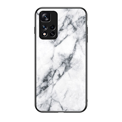 Coque Contour Silicone et Vitre Motif Fantaisie Miroir Etui Housse pour Xiaomi Mi 11i 5G (2022) Blanc