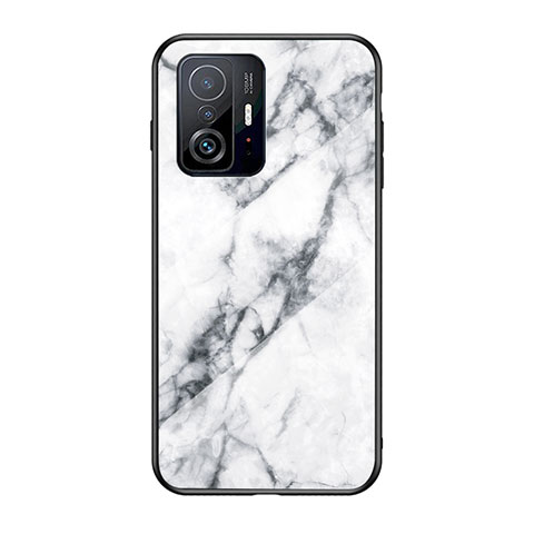 Coque Contour Silicone et Vitre Motif Fantaisie Miroir Etui Housse pour Xiaomi Mi 11T Pro 5G Blanc