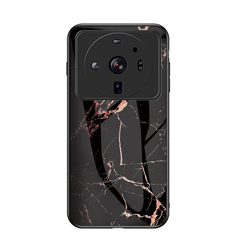 Coque Contour Silicone et Vitre Motif Fantaisie Miroir Etui Housse pour Xiaomi Mi 12S Ultra 5G Or et Noir