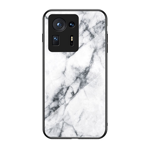 Coque Contour Silicone et Vitre Motif Fantaisie Miroir Etui Housse pour Xiaomi Mi Mix 4 5G Blanc