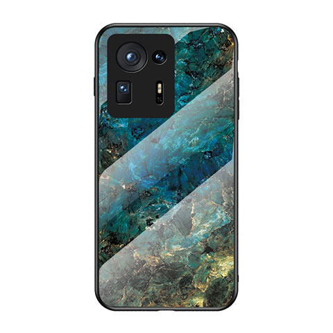 Coque Contour Silicone et Vitre Motif Fantaisie Miroir Etui Housse pour Xiaomi Mi Mix 4 5G Bleu