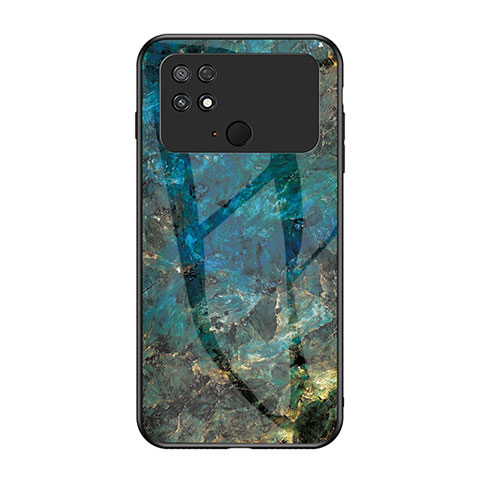 Coque Contour Silicone et Vitre Motif Fantaisie Miroir Etui Housse pour Xiaomi Poco C40 Bleu