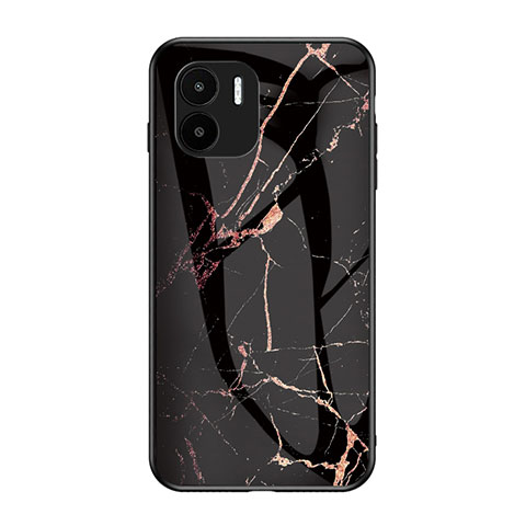 Coque Contour Silicone et Vitre Motif Fantaisie Miroir Etui Housse pour Xiaomi Poco C50 Or et Noir