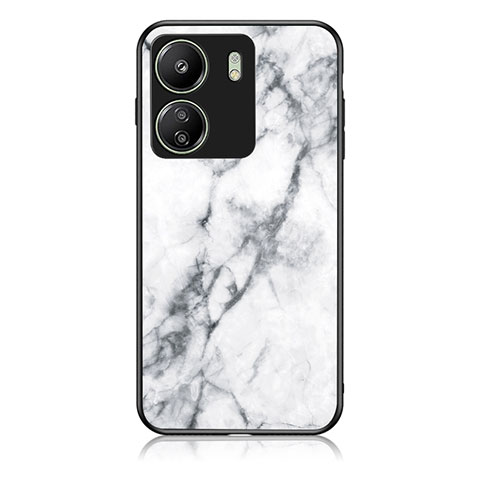 Coque Contour Silicone et Vitre Motif Fantaisie Miroir Etui Housse pour Xiaomi Poco C65 Blanc