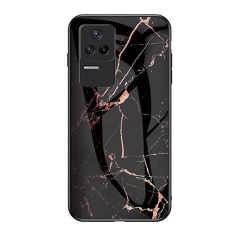 Coque Contour Silicone et Vitre Motif Fantaisie Miroir Etui Housse pour Xiaomi Poco F4 5G Or et Noir