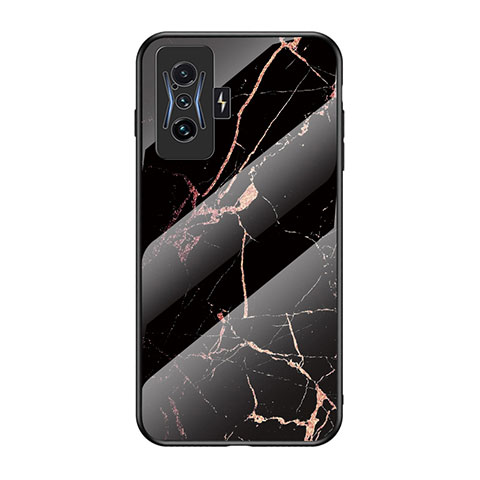 Coque Contour Silicone et Vitre Motif Fantaisie Miroir Etui Housse pour Xiaomi Poco F4 GT 5G Or et Noir