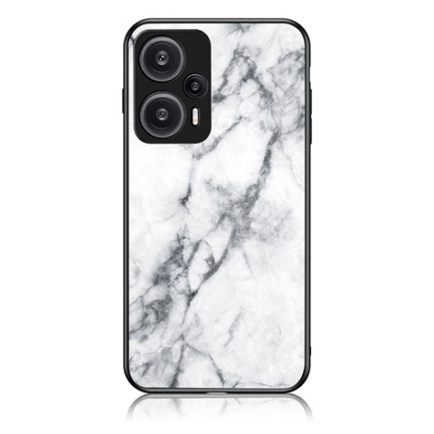 Coque Contour Silicone et Vitre Motif Fantaisie Miroir Etui Housse pour Xiaomi Poco F5 5G Blanc