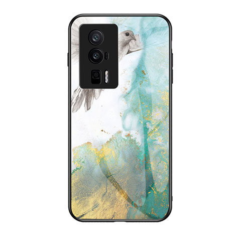 Coque Contour Silicone et Vitre Motif Fantaisie Miroir Etui Housse pour Xiaomi Poco F5 Pro 5G Vert