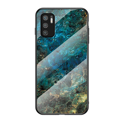 Coque Contour Silicone et Vitre Motif Fantaisie Miroir Etui Housse pour Xiaomi POCO M3 Pro 5G Bleu