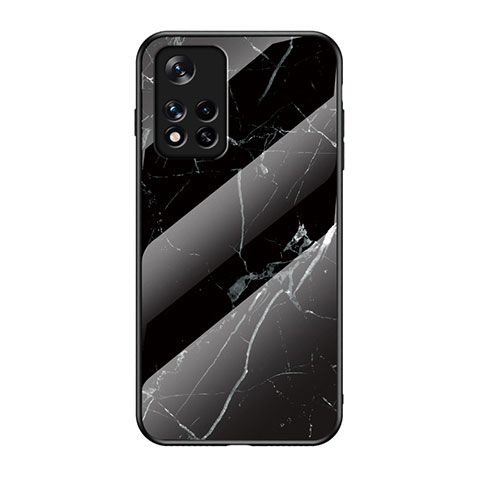 Coque Contour Silicone et Vitre Motif Fantaisie Miroir Etui Housse pour Xiaomi Poco M4 Pro 5G Noir