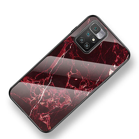 Coque Contour Silicone et Vitre Motif Fantaisie Miroir Etui Housse pour Xiaomi Redmi 10 (2022) Rouge