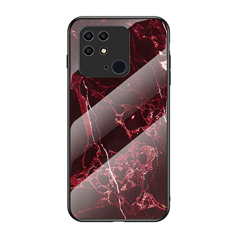 Coque Contour Silicone et Vitre Motif Fantaisie Miroir Etui Housse pour Xiaomi Redmi 10 Power Rouge