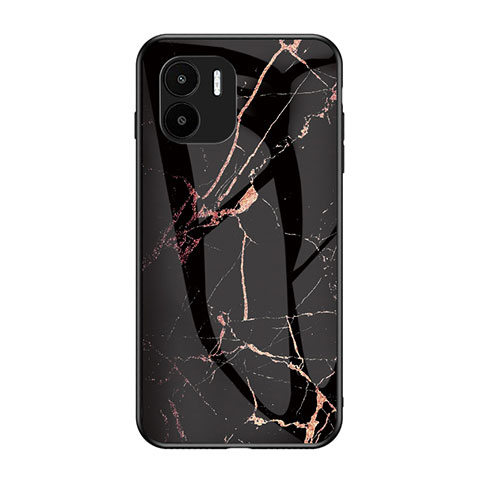 Coque Contour Silicone et Vitre Motif Fantaisie Miroir Etui Housse pour Xiaomi Redmi A1 Or et Noir