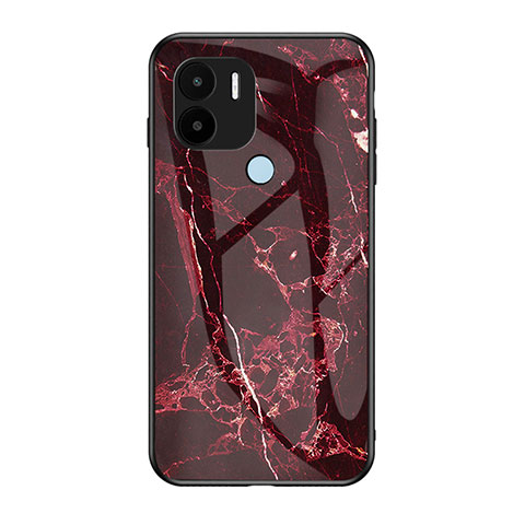 Coque Contour Silicone et Vitre Motif Fantaisie Miroir Etui Housse pour Xiaomi Redmi A1 Plus Rouge