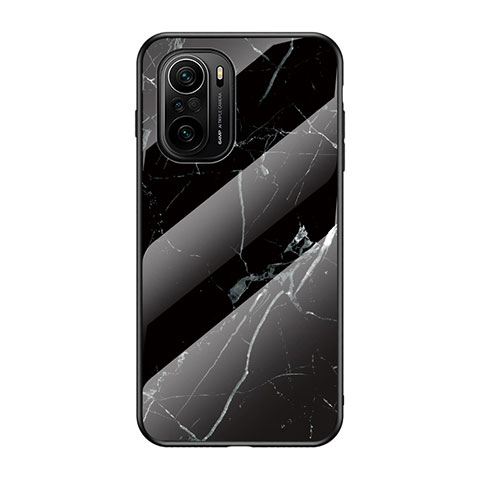 Coque Contour Silicone et Vitre Motif Fantaisie Miroir Etui Housse pour Xiaomi Redmi K40 Pro 5G Noir