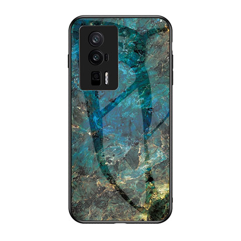 Coque Contour Silicone et Vitre Motif Fantaisie Miroir Etui Housse pour Xiaomi Redmi K60 5G Bleu