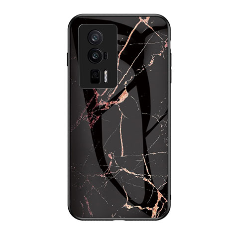 Coque Contour Silicone et Vitre Motif Fantaisie Miroir Etui Housse pour Xiaomi Redmi K60 Pro 5G Or et Noir