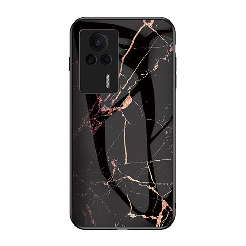 Coque Contour Silicone et Vitre Motif Fantaisie Miroir Etui Housse pour Xiaomi Redmi K60E 5G Or et Noir