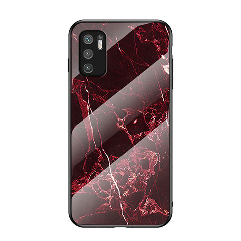 Coque Contour Silicone et Vitre Motif Fantaisie Miroir Etui Housse pour Xiaomi Redmi Note 10 5G Rouge