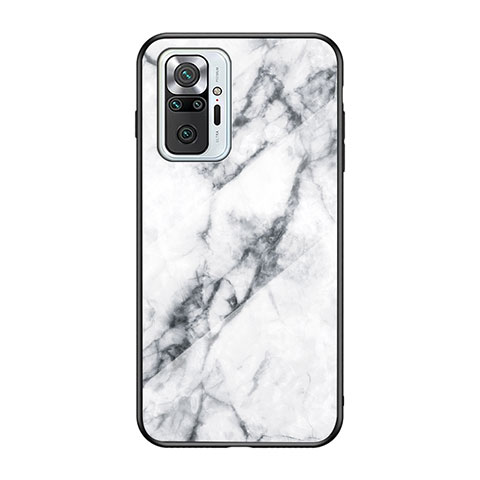 Coque Contour Silicone et Vitre Motif Fantaisie Miroir Etui Housse pour Xiaomi Redmi Note 10 Pro 4G Blanc