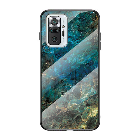 Coque Contour Silicone et Vitre Motif Fantaisie Miroir Etui Housse pour Xiaomi Redmi Note 10 Pro 4G Bleu