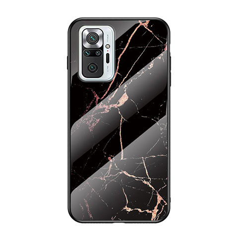 Coque Contour Silicone et Vitre Motif Fantaisie Miroir Etui Housse pour Xiaomi Redmi Note 10 Pro 4G Or et Noir