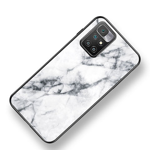 Coque Contour Silicone et Vitre Motif Fantaisie Miroir Etui Housse pour Xiaomi Redmi Note 11 4G (2021) Blanc