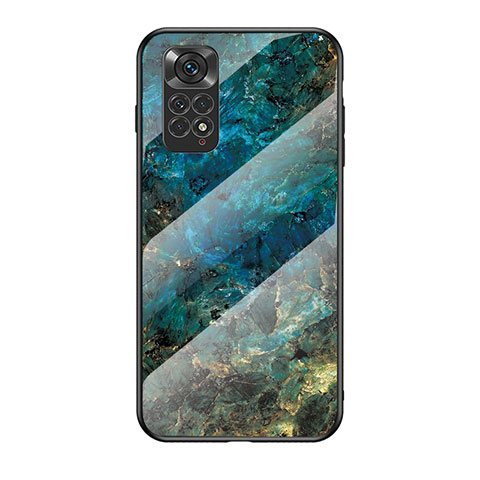 Coque Contour Silicone et Vitre Motif Fantaisie Miroir Etui Housse pour Xiaomi Redmi Note 11 4G (2022) Bleu