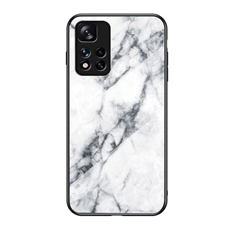 Coque Contour Silicone et Vitre Motif Fantaisie Miroir Etui Housse pour Xiaomi Redmi Note 11 Pro+ Plus 5G Blanc