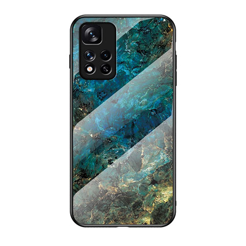 Coque Contour Silicone et Vitre Motif Fantaisie Miroir Etui Housse pour Xiaomi Redmi Note 11 Pro+ Plus 5G Bleu