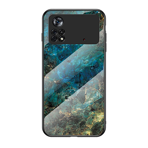 Coque Contour Silicone et Vitre Motif Fantaisie Miroir Etui Housse pour Xiaomi Redmi Note 11E Pro 5G Bleu