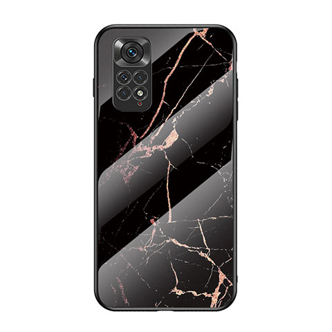 Coque Contour Silicone et Vitre Motif Fantaisie Miroir Etui Housse pour Xiaomi Redmi Note 11S 4G Or et Noir