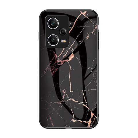 Coque Contour Silicone et Vitre Motif Fantaisie Miroir Etui Housse pour Xiaomi Redmi Note 12 Pro 5G Or et Noir