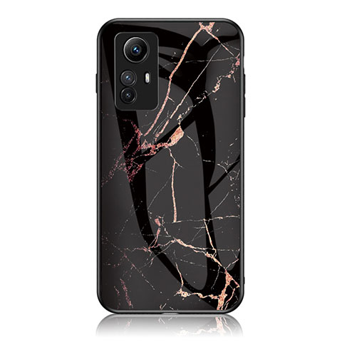 Coque Contour Silicone et Vitre Motif Fantaisie Miroir Etui Housse pour Xiaomi Redmi Note 12S Or et Noir