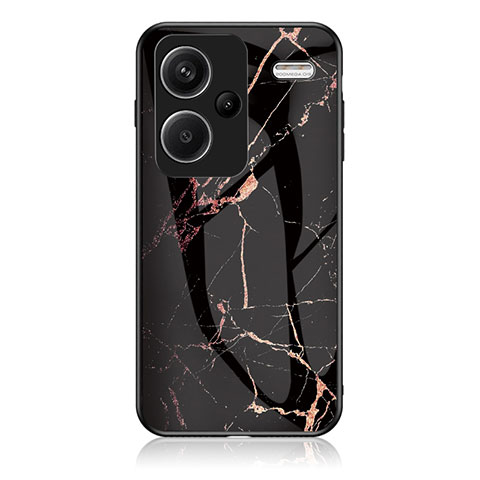 Coque Contour Silicone et Vitre Motif Fantaisie Miroir Etui Housse pour Xiaomi Redmi Note 13 Pro+ Plus 5G Or et Noir