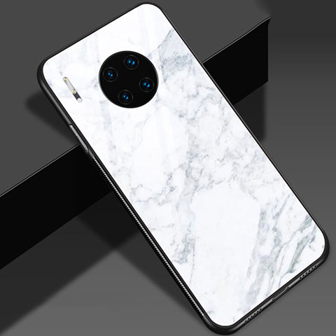 Coque Contour Silicone et Vitre Motif Fantaisie Miroir Etui Housse S01 pour Huawei Mate 30 Pro Blanc