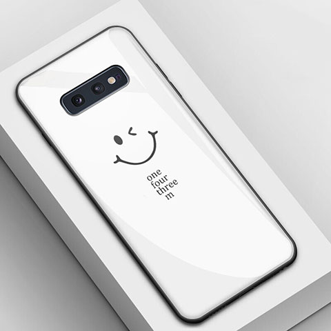 Coque Contour Silicone et Vitre Motif Fantaisie Miroir Etui Housse S01 pour Samsung Galaxy S10e Blanc