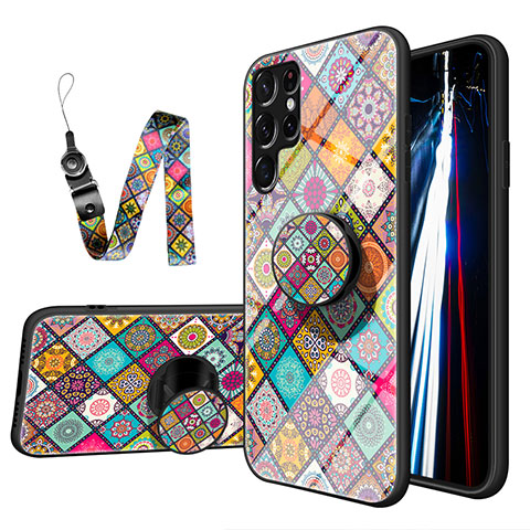 Coque Contour Silicone et Vitre Motif Fantaisie Miroir Etui Housse S01 pour Samsung Galaxy S22 Ultra 5G Mixte