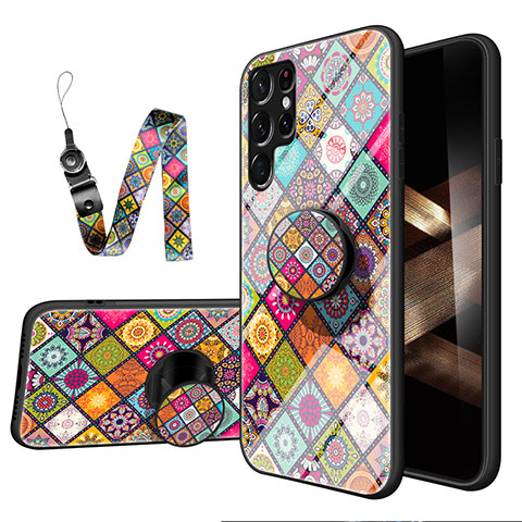 Coque Contour Silicone et Vitre Motif Fantaisie Miroir Etui Housse S01 pour Samsung Galaxy S24 Ultra 5G Colorful