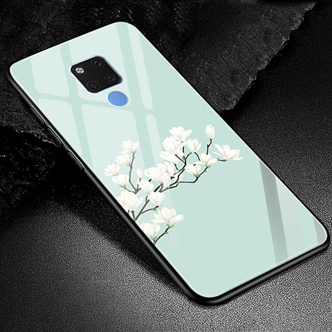 Coque Contour Silicone et Vitre Motif Fantaisie Miroir Etui Housse S02 pour Huawei Mate 20 X 5G Cyan